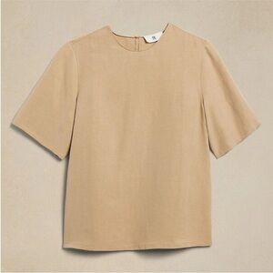 Banana Republic linen Blend short sleeve shirt Large khaki normcore Lagenlook